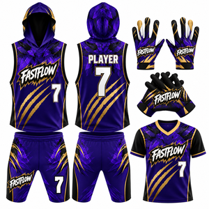 New Trending Custom <b>Blank</b> Package Deal Quarterback Training <b>Flag</b> 7v7 Football Jerseys Digital Print Compression Set Plus Size - Product Image 2