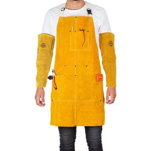 Custom Unisex Split Cow Leather Welding Apron <b>Fire</b> Resistant PPE Safety Work Apron with <b>Tool</b> Pockets Heat Resistant Heavy Duty - Product Image 4