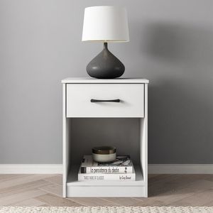 Modern Luxury <b>White</b> Nightstand with 1 Drawer Solid Wood & MDF <b>Bedside</b> <b>Table</b> (2 Pack) - Product Image 2