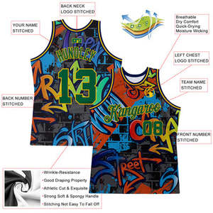 Camiseta de Baloncesto con Estampado de Grafiti Personalizado, Cuello Redondo, Sin Mangas, Estilo Urbano Unisex, Diseño Sublimado, para Adultos, Todas las Temporadas - Product Image 2