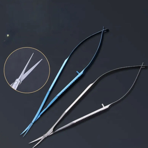 Ciseaux microscopiques Vannas, courbés et droits, en titane, instrument chirurgical ophtalmique, poignée à ressort, CE OEM - Product Image 3