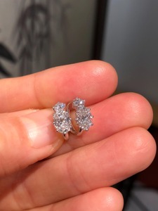 Oval Cut Lab Grown Diamond Huggie Hoop <b>Earrings</b> in 14K White Gold, Elegant Minimal Diamond Hoops for Women Fine Jewelry Gift - Product Image 6