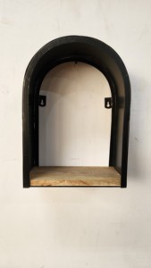 Black Arch Wall Shelf Metal Frame Wooden Base Storage - Industrial Design - Product Image 2