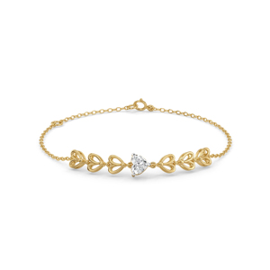 Bracelet à maillons en or jaune avec diamant taillé en triangle, bracelet chaîne classique pour femme - Product Image 1