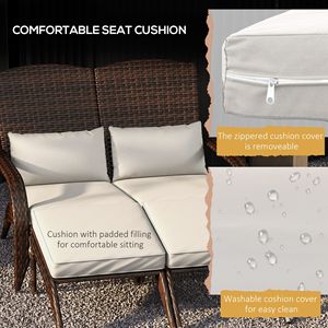 Sedia Adirondack da giardino in vimini per 2 persone con schienale alto e cuscini bianco crema - Product Image 6