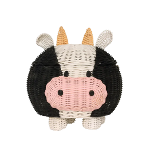 Panier de rangement pour jouets en rotin en forme de vache adorable pour chambre d'enfant, panier de rangement unique en osier, mobilier de chambre de bébé, vente en gros - Product Image 2