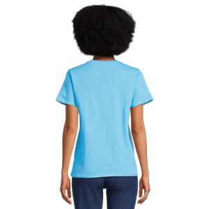 เสื้อยืดสีฟ้าพาสเทลแฟชั่นทันสมัยไซส์ใหญ่สวมใส่สบายสำหรับผู้หญิงใช้ในชีวิตประจำวัน เสื้อยืดออกแบบเองสำหรับผู้หญิงจากบังกลาเทศ - Product Image 3