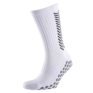 OEM/ODM White Crew Athletic <b>Socks</b> with Black Zigzag Pattern and Anti-Slip Grip Pads for <b>Running</b> and Gym Use Athletic Grip <b>Socks</b> - Product Image 3