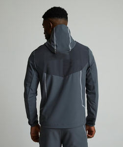 Ensemble de survêtement décontracté deux pièces pour homme, coupe-vent léger en nylon 100 % avec capuche et cordon de serrage, idéal pour l'automne - Product Image 5