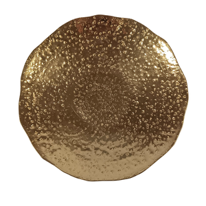 Bandeja Redonda Metálica Premium con Borde y Asas, Acabado en Latón Resistente, Plato para Bebidas, Comercial - Product Image 1
