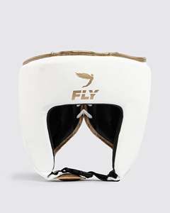 Protector de Cabeza para Boxeo Fly, Color Blanco con Logotipo Dorado, Equipo de Protección para Adultos Unisex, Material PU, Diseño Abierto, Cierre de Hebilla - Product Image 5