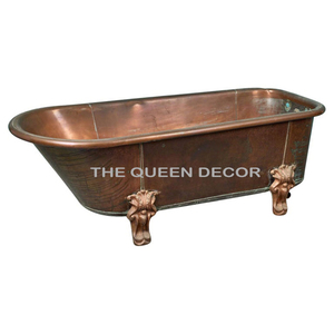 Vente en gros de baignoires sur pied ovales en cuivre de luxe sur mesure, finition antique marron, élégantes, abordables et bon marché - Product Image 3