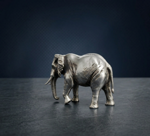 Figurine d'éléphant sauvage en argent oxydé plaqué 999, moulage 3D, Feng Shui, Jaipur Metals |   100% Laiton |   10x5x6,5 cm |   120g | - Product Image 4