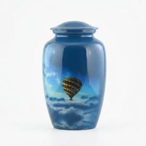 Modern Metal Cremation Urn Blue <b>Red</b> Glaze Cross Design Handmade Traditional Sympathy Keepsake <b>Vase</b> for Adult Ashes cremation - Product Image 2