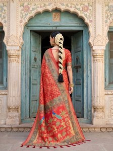Sari en soie Dola pure, Sari en soie Dola de qualité supérieure, Sari en soie Dola de luxe, Sari en soie tissé jacquard, Sari en soie à imprimé numérique de créateur - Product Image 3