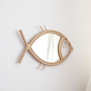 Accesorio para habitación infantil más vendido, lindo espejo de ratán con forma de mini dinosaurio, espejos de pared con marco tejido a mano - Product Image 5
