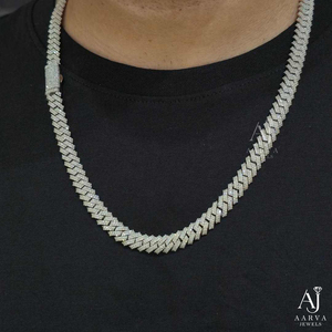 Collier chaîne en moissanite plaqué or rose, collier ras du cou en zircon cubique, pendentif étincelant, bijoux hip-hop unisexe - Product Image 1