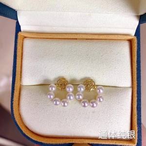 Boucles d'oreilles pendantes fines pour femmes en argent pur S925, perle d'eau douce Tiktok, multi-perles, bijoux complets - Product Image 5