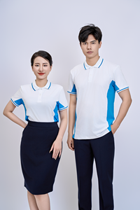 เสื้อเชิ้ตสีขาวสไตล์เวียดนาม แต่งขอบสีฟ้า ผ้าโพลีเอสเตอร์เนื้อนุ่ม ระบายอากาศดี แขนสั้น โลโก้ด้านหน้า น้ำหนัก 200 กรัม - Product Image 6