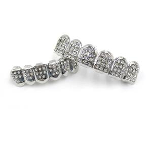 Grillz dentaire complet plaqué or 18 carats, style Hip Hop, entièrement serti de moissanite, ensemble supérieur et inférieur, pour fêtes et cosplay - Product Image 5