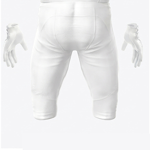 Custom American Football Uniform Set White Blue Striped Sublimated Jersey Pants Gloves <b>Socks</b> Men Adult All Seasons Moisture Wic - Product Image 4