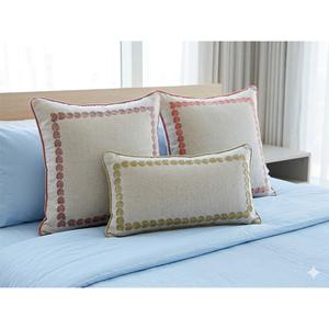 Custom Embroidered Linen Pillow <b>Cover</b> | Premium 100% Linen Decorative <b>Cushion</b> <b>Cover</b> with Scalloped Border - Product Image 4