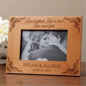 Custom Wood Picture Frame Personalised Laser Engraved Photo Frames <b>Wedding</b> Gift Anniversary <b>Keepsake</b> Tabletop Home Decor Frame - Product Image 5