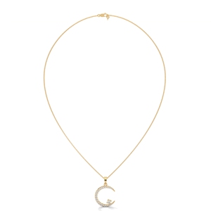 Collar con Colgante de Luna Chapado en Oro, Cadena de Clavícula con Dije de Zirconia para Mujer, Joyería para Regalo o Fiesta - Product Image 3