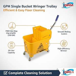 Professional 20 LTR Wringer Trolley with Strong Wheels and Ergonomic <b>Handle</b> Easy to Maneuver for Large Area Floor Cleaning - Product Image 4