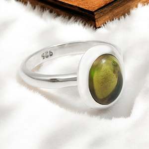 Unisex Design Aesthetic Minimalist Oval Cut Black Opal Gemstone <b>Ring</b> Crafted From 925 Sterling Silver IGI Certified <b>Boho</b> Jewelry - Product Image 1