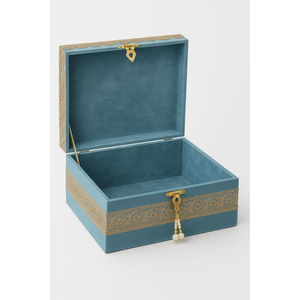 Boîte en métal à motif géométrique de design moderne avec couvercle à pompon, forme rectangulaire, faite à la main, décoration de fête, panier cadeau Diwali - Product Image 5