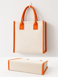 Eco-Friendly Custom Logo Yellow 100% Cotton Tote <b>Bag</b> with Hook & Loop Closure and Green Handles <b>Medium</b> <b>Size</b> Daily Shopping <b>Bag</b> - Product Image 4