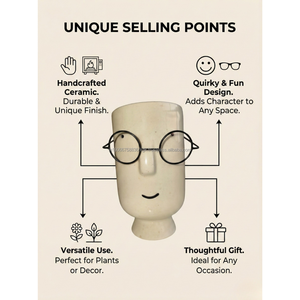 Jarrón Decorativo de Cerámica Brillante de 20 cm, Hecho a Mano, Arte Indio, Moderno, Minimalista, Ecológico, para Decoración de Bodas y Hogar - Product Image 4