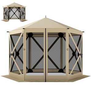 Gazebo Pop-up Beige 3x3,3 m con Zanzariera e Borsa per il Trasporto - Tenda Istantanea Portatile per Campeggio - Product Image 1