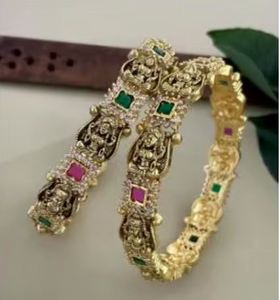 Latest Certified Designer Brass Kundan Bangles with <b>Crystal</b> & Rhinestone Indian Traditional Gold Plated Wedding Bangles <b>Women</b> - Product Image 2