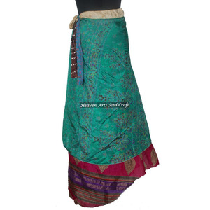 Nuevo Sarong Sari de Seda Vintage de Doble Capa Reversible, Falda Mágica Envolvente de la India, Sari de Seda Reversible de Dos Capas - Product Image 2