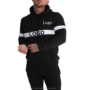 Streetwear Mode avec logo personnalisé imprimé Survêtements à rayures latérales Vêtements de sport pour hommes Ensemble pull à capuche joggers et costumes - Product Image 1