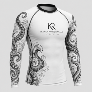 Chemise Rash Guard à manches longues pour homme Khawaja Rafique Ullah Enterprises, imprimé pieuvre noir, séchage rapide, en spandex et polyester, personnalisable - Product Image 4