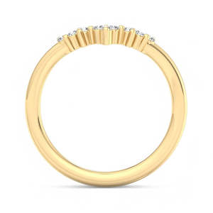 Anillo de Diamantes Cultivados en Laboratorio con Forma de V, Banda Curva con Diamantes Redondos, Oro de 14K/18K, Anillo Apilable para Boda, Anillo Minimalista - Product Image 5