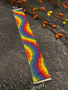 BOHO VINTAGE STYLE <b>Beaded</b> <b>bracelet</b> Rainbow <b>beaded</b> <b>bracelet</b> Multicolor <b>bracelet</b> Loom <b>bracelet</b> Friendship <b>bracelet</b> LGBT <b>bracelet</b> - Product Image 6