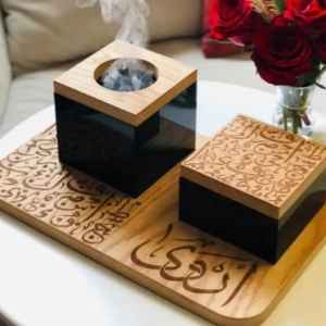 Quemador de Incienso de Resina de Alta Calidad con Bandeja y Caja de Acrílico, Personalizado, Madkhan, Especial para Ramadán y Eid, Moderno, Mubkhar - Product Image 5