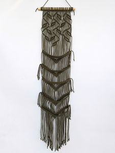 Soporte de pared para sombreros de macramé, organizador de almacenamiento bohemio de 5 niveles para gorras, algodón y plantas - Product Image 2