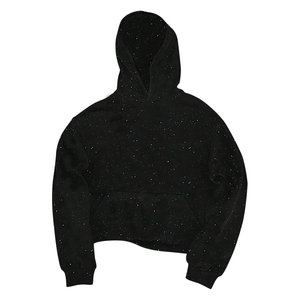 เสื้อฮู้ดดี้โอเวอร์ไซส์สีดำสำหรับผู้ชาย ปี 2026 ลายดาวสีขาวจุดๆ พร้อมกระเป๋าจิงโจ้ รับผลิตตามแบบ OEM ODM - Product Image 5