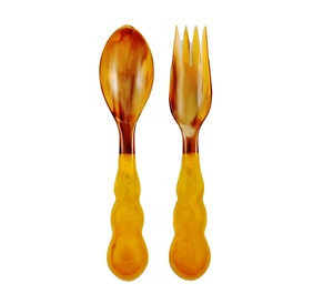 Resin Salad Server <b>Set</b> Natural Wooden with 2 Turners Sustainable Handmade <b>Utensils</b> - Product Image 1