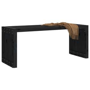 Grand banc de jardin extensible en bois de pin noir massif, mobilier de patio - Product Image 3