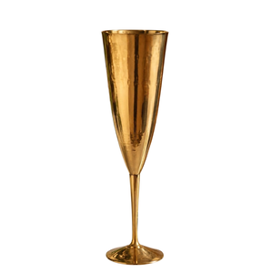 Copas de champán elegantes con borde dorado, diseño floral pintado a mano, copas con tallo de latón para bodas y ocasiones especiales. - Product Image 4