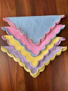 Servilletas de Algodón Bordadas a Mano, Decoración Clásica de Mesa, Colores Pastel, Lavables a Máquina, Cuadradas, 10 Piezas, Borde Festoneado - Product Image 5