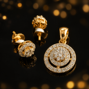 Elegant 14K Gold Plated Luxury <b>Star</b> Shape Pendant and Earrings <b>Set</b> with Diamond Stones Bridal Party Jewelry - Product Image 3
