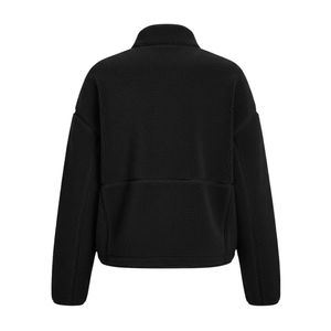 Ladies Black Custom Logo Zip Up <b>Drop</b> Shoulder Sherpa Jackets Outdoor <b>Stand</b> Collar Loose Fit Plain Fleece Sweatshirts - Product Image 5