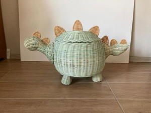 El diseño más hermoso: cesta de almacenamiento de juguetes con forma de dinosaurio para bebés, cesta de almacenamiento para bebés de ratán natural tejido. - Product Image 4